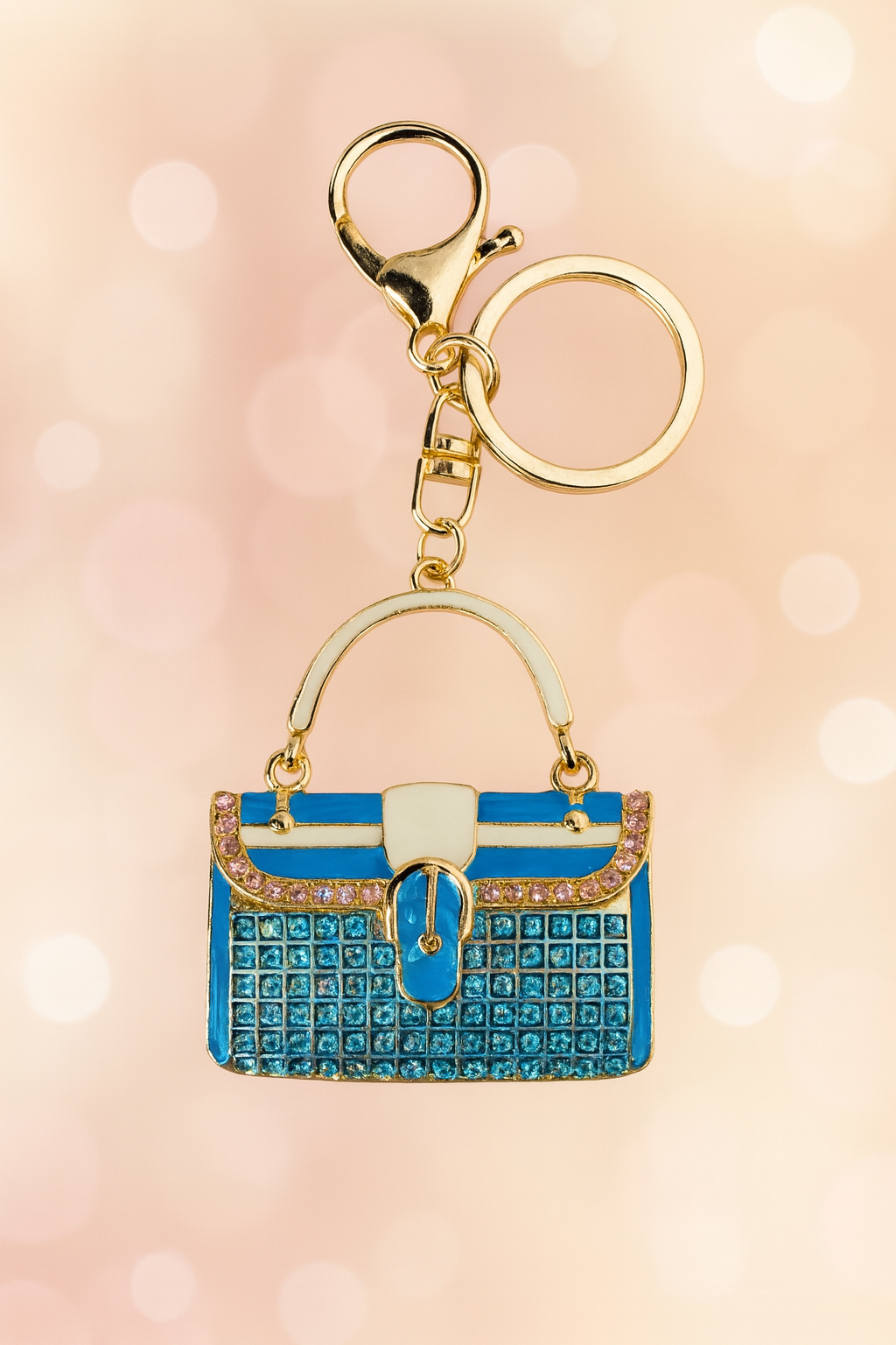 Blue Rhinestone Handbag, Purse Bag Charm, Keychain